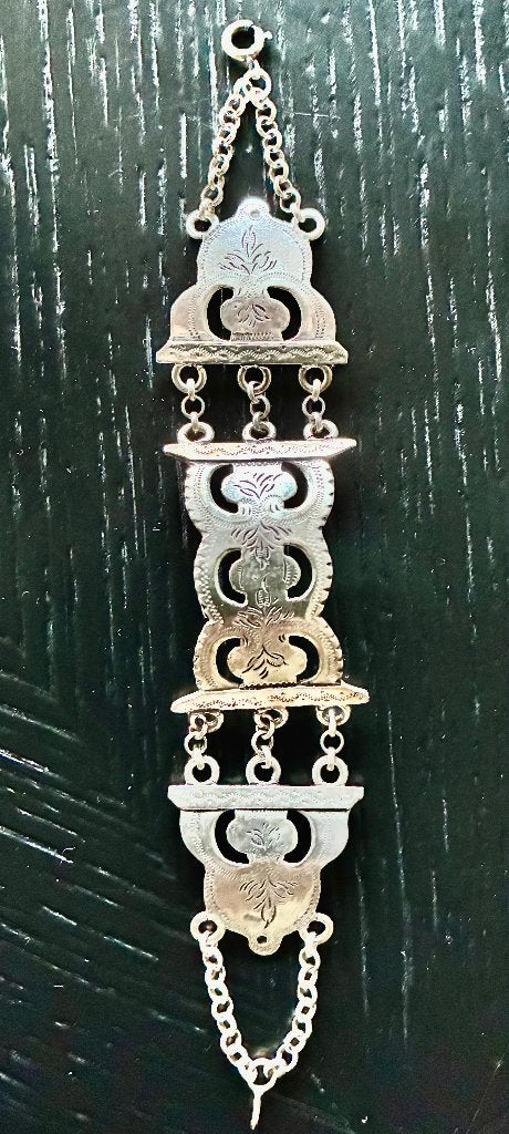 Antieke zilveren boekslot armband (925 zilver), Ophalen of Verzenden, Zilver