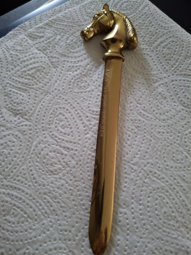 Vintage Bronzen Briefopener Paardenhoofd Knokke Heist 1987, Antiek en Kunst, Ophalen of Verzenden