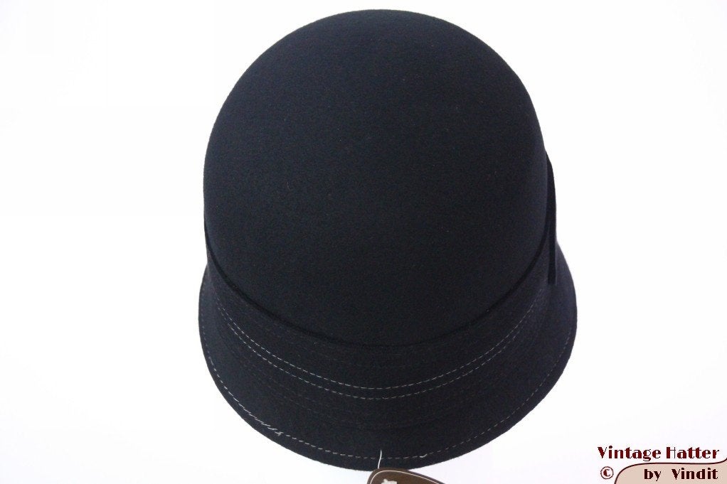 Dameshoed Cloche dophoed Diefenthal zwart wolvilt 57 nieuw, 56 of 57 cm (M, 7 of 7⅛ inch), Nieuw, Ophalen of Verzenden, Hoed