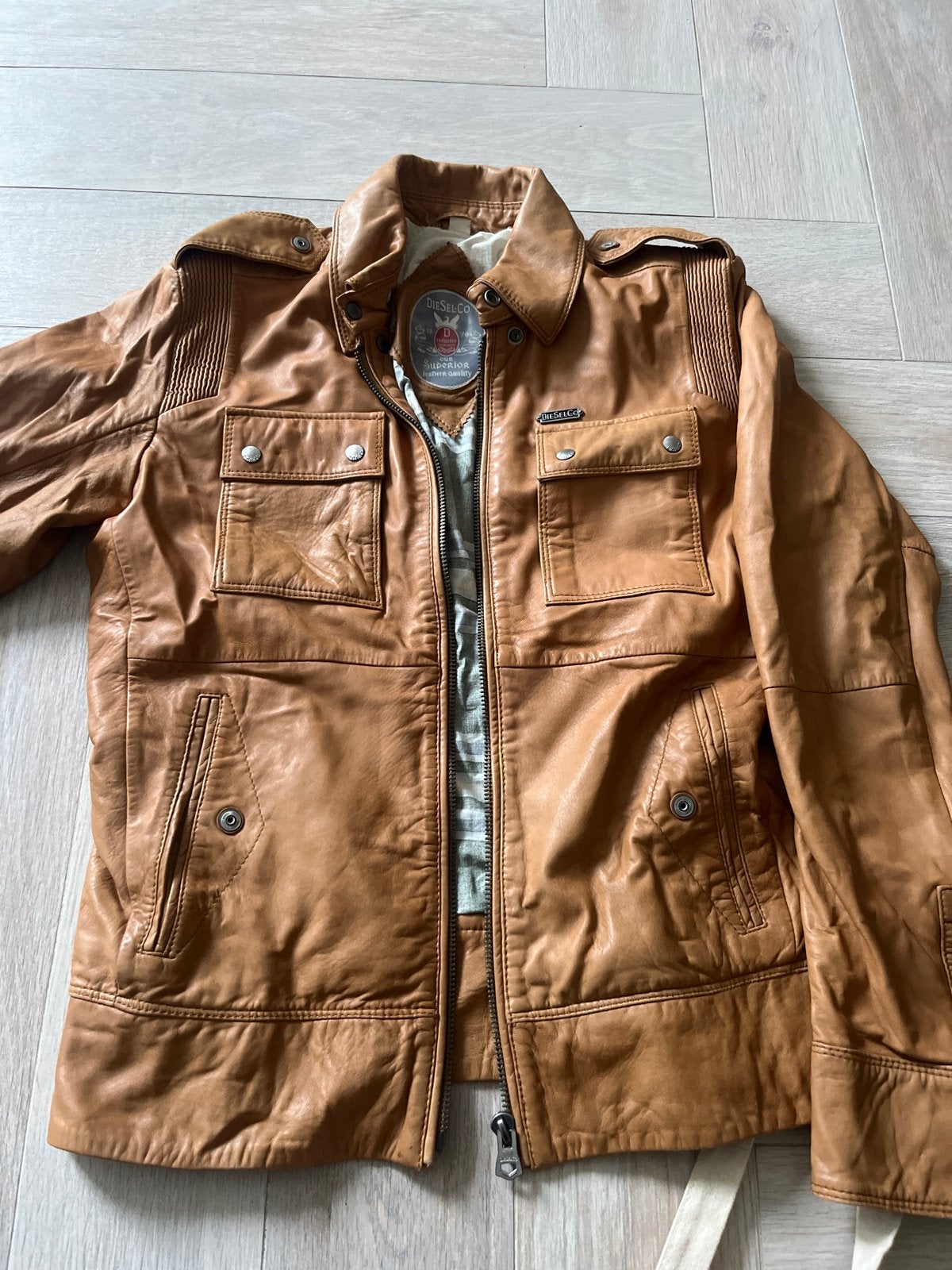 Vintage Diesel Leren Jas Heren - Ongedragen Maat L, Ophalen of Verzenden, Nieuw, Maat 52/54 (L), Bruin