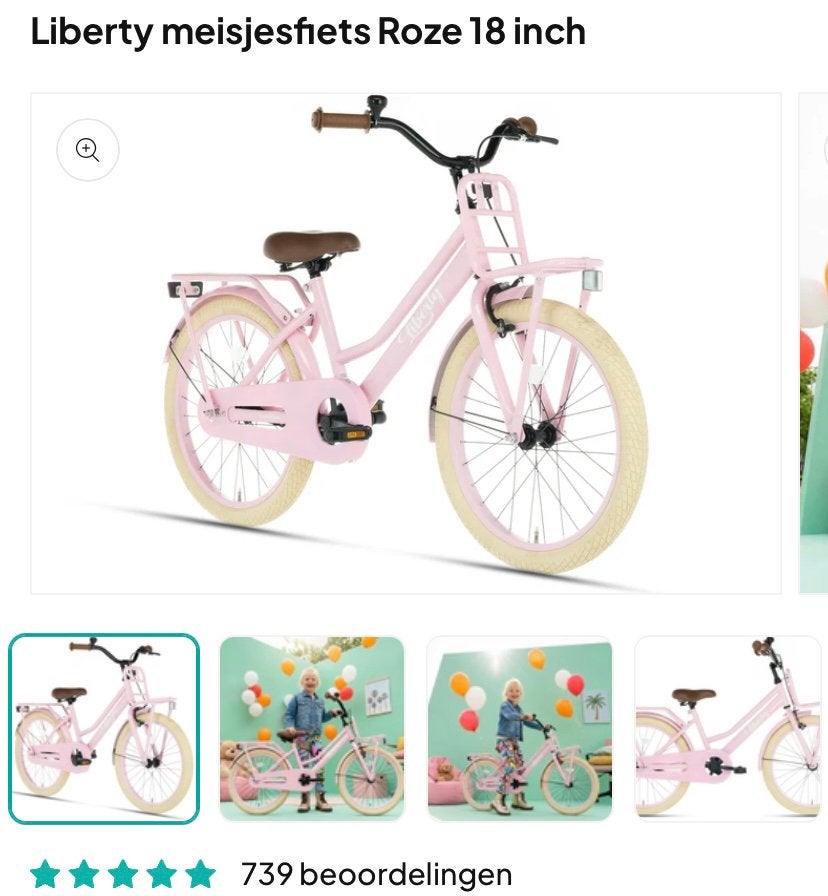 Kinderfiets cortego liberty 18 inch roze, Ophalen of Verzenden, Gebruikt, Terugtraprem, 18 inch
