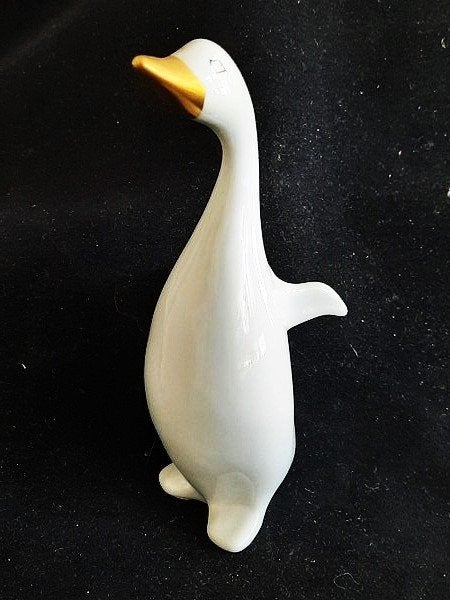 Hollohaza - Vintage beeldje Gans met vergulde snavel (4083), Ophalen, Zo goed als nieuw, Dier