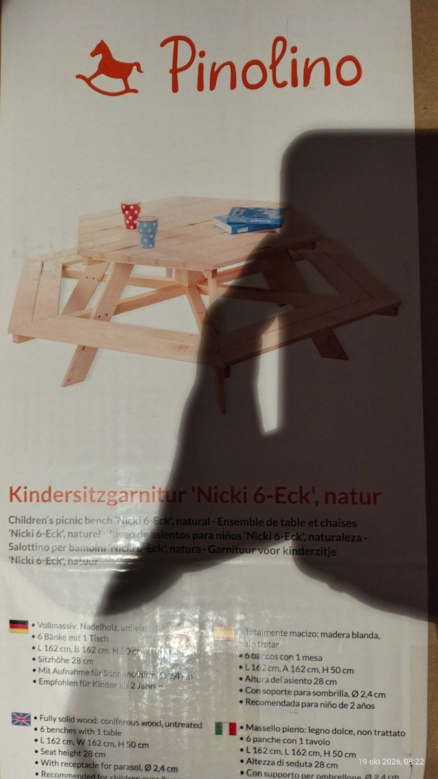 nieuw in de doos. kinder picknick tafel, Tuin en Terras, Nieuw, Rechthoekig, Hout, Ophalen