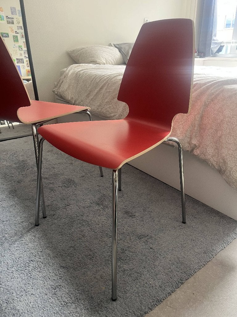 Vintage Red Ikea Vilmar Chair, Ophalen, Twee, Minimalist Post Modern, Zo goed als nieuw