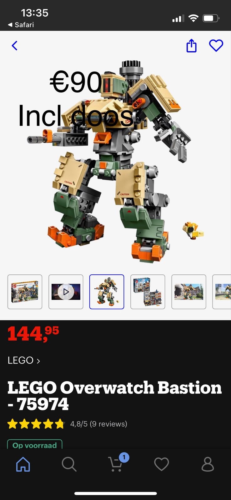 LEGO Overwatch Bastion - 75974 (Inclusief doos), Ophalen of Verzenden, Zo goed als nieuw, Overige merken