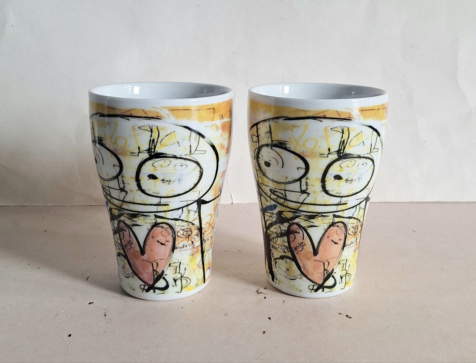 Poul Pava Aida Denmark 2 grote design mokken zonder oor., Overige merken, Zo goed als nieuw, Modern, Porselein