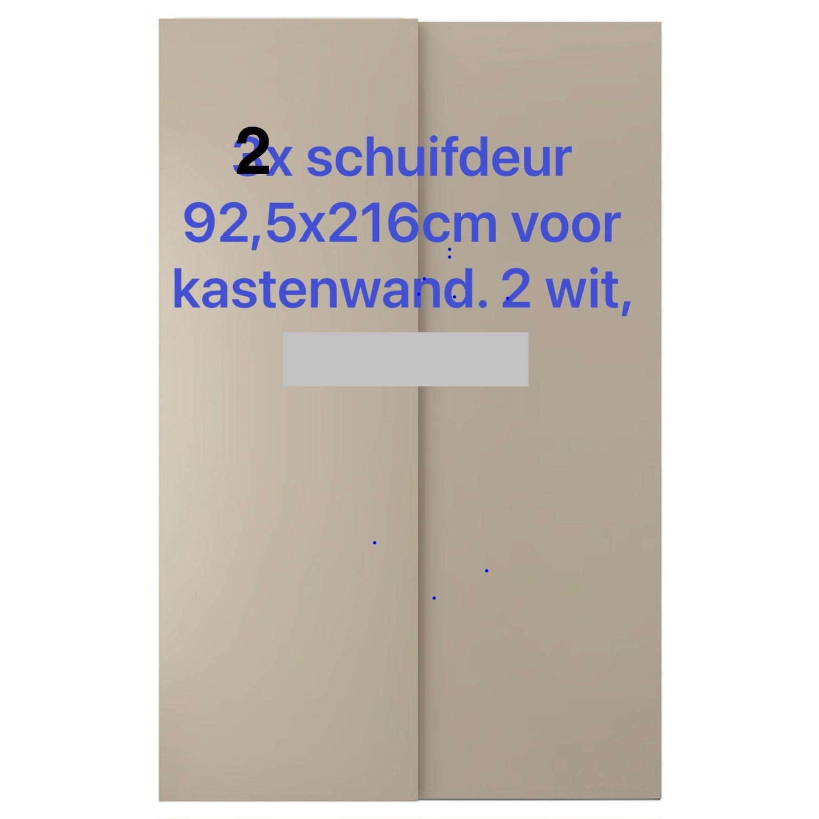 2 Schuifdeuren: 2 Wit Hoogglans  92,5x216 cm gratis, Ophalen, Gebruikt