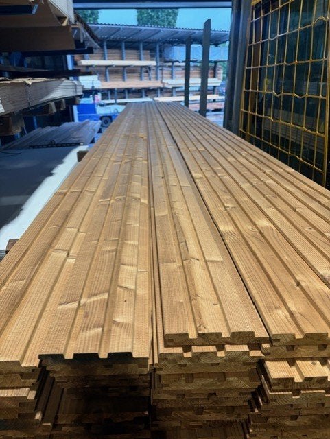 thermo vuren triple rhombus 20x130x5400, Doe-het-zelf en Verbouw, Hout en Planken, Ophalen, Minder dan 25 mm, Nieuw, Plank