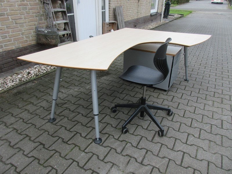 Hoekburo + ladenkast + burostoel, Ophalen, In hoogte verstelbaar, Gebruikt, Hoekbureau