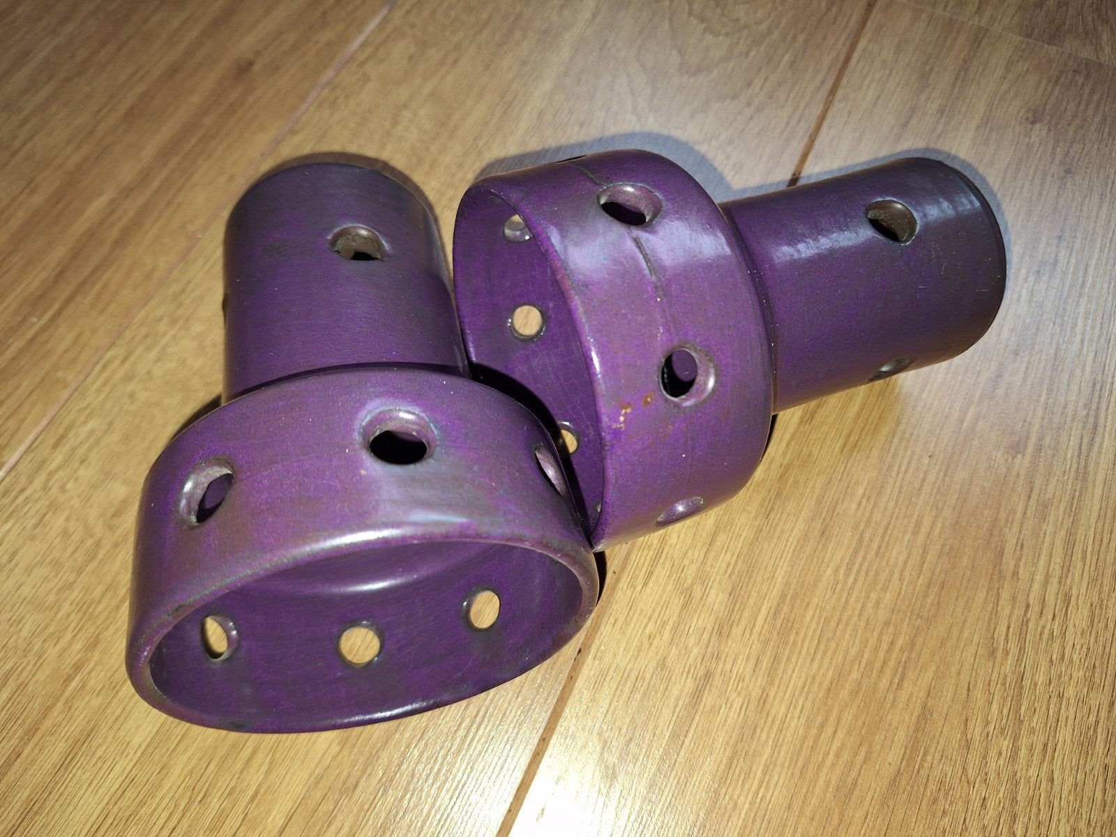 2 paarse vintage handgemaakte hanglampen Gnodde Leek, Ophalen of Verzenden