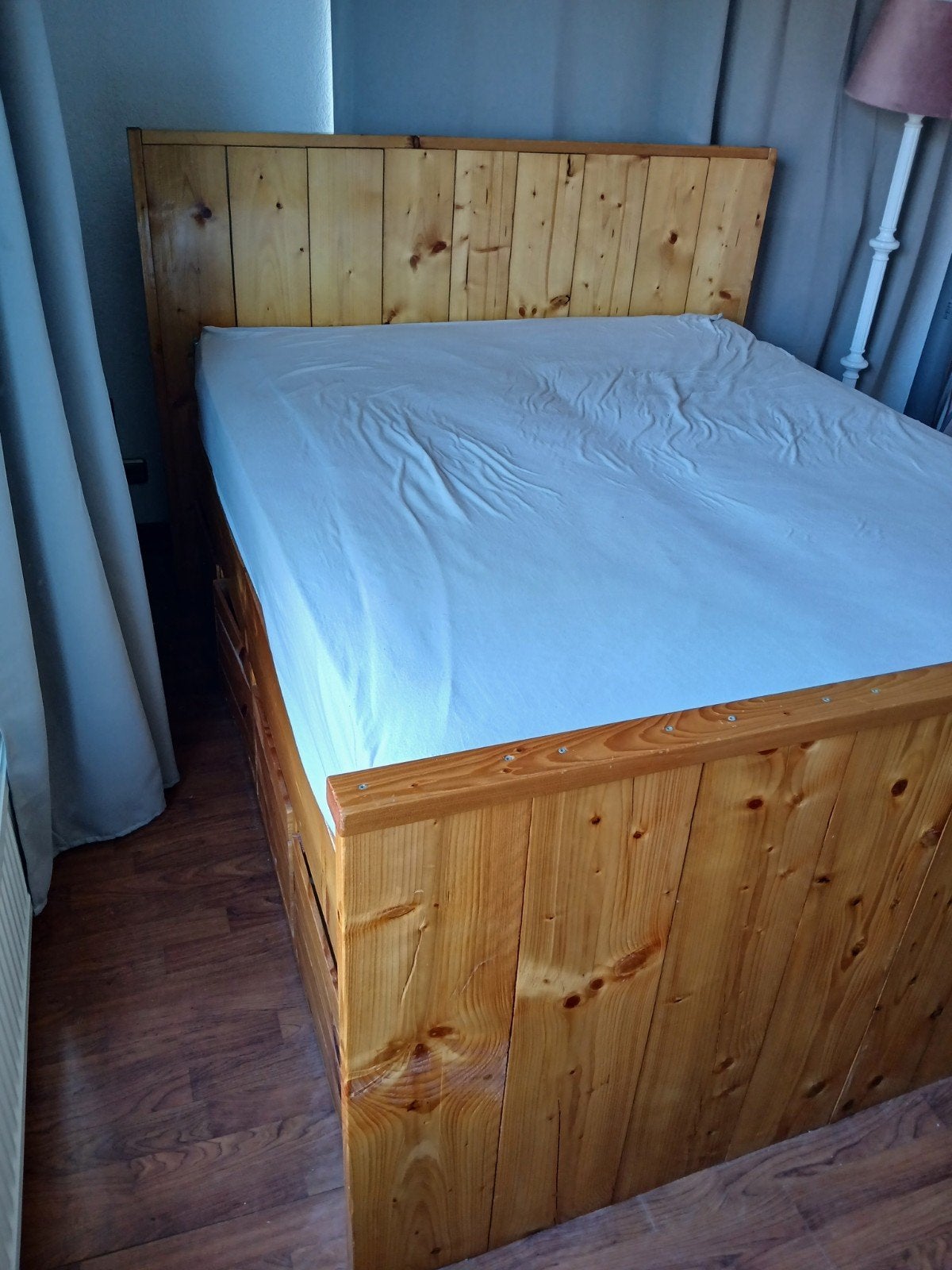 steigerhouten 2 persoonsbed 160x200, Huis en Inrichting, Slaapkamer | Bedden, Ophalen, Gebruikt, Overige kleuren, Steigerhout
