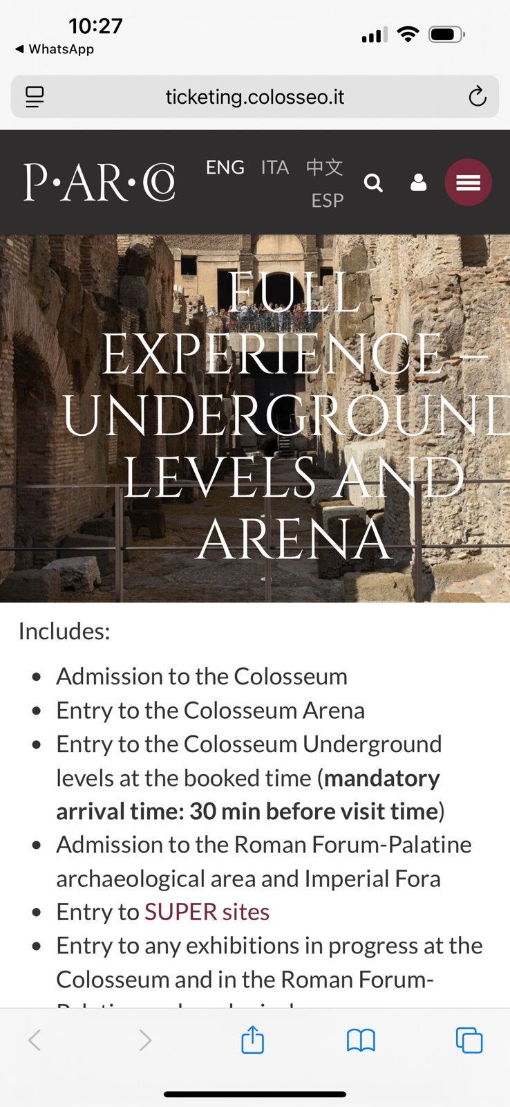 Colosseum full experience underground tickets (Ondergrondse), Tickets en Kaartjes, Eén persoon