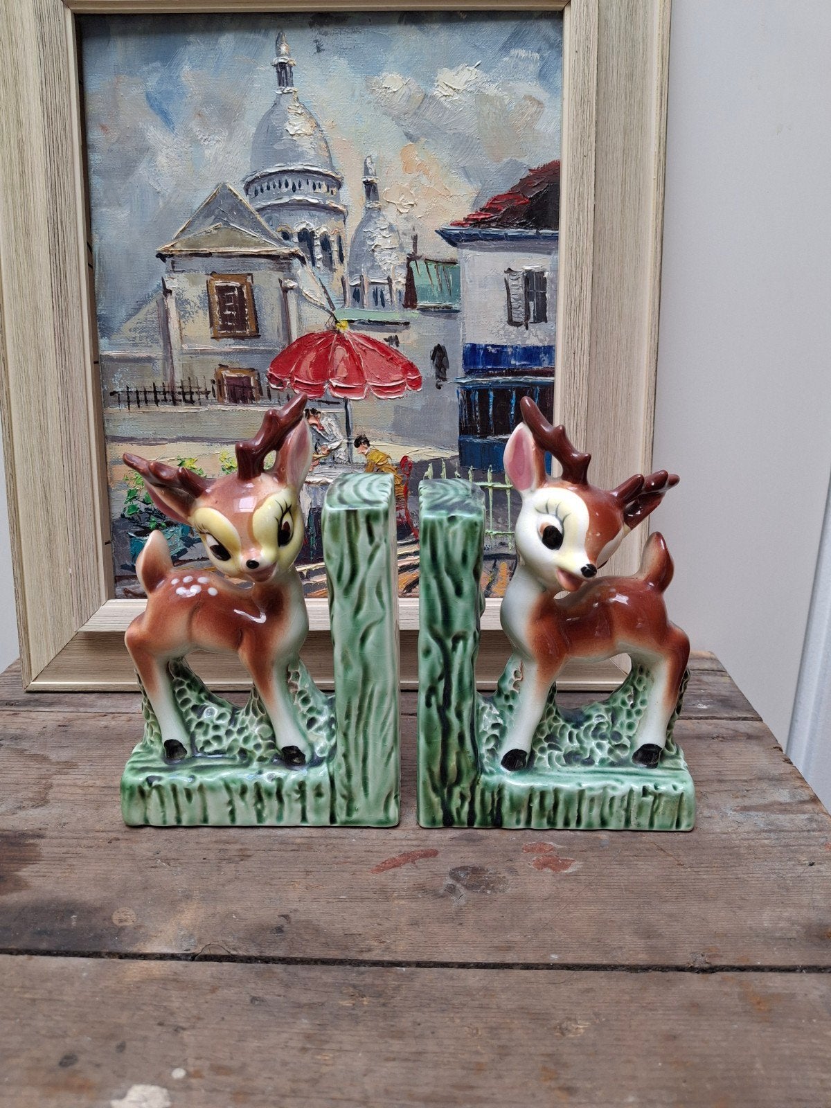 Vintage Bambi Hertje Boekensteunen - Keramiek, Verzamelen, Ophalen of Verzenden, Zo goed als nieuw, Dier