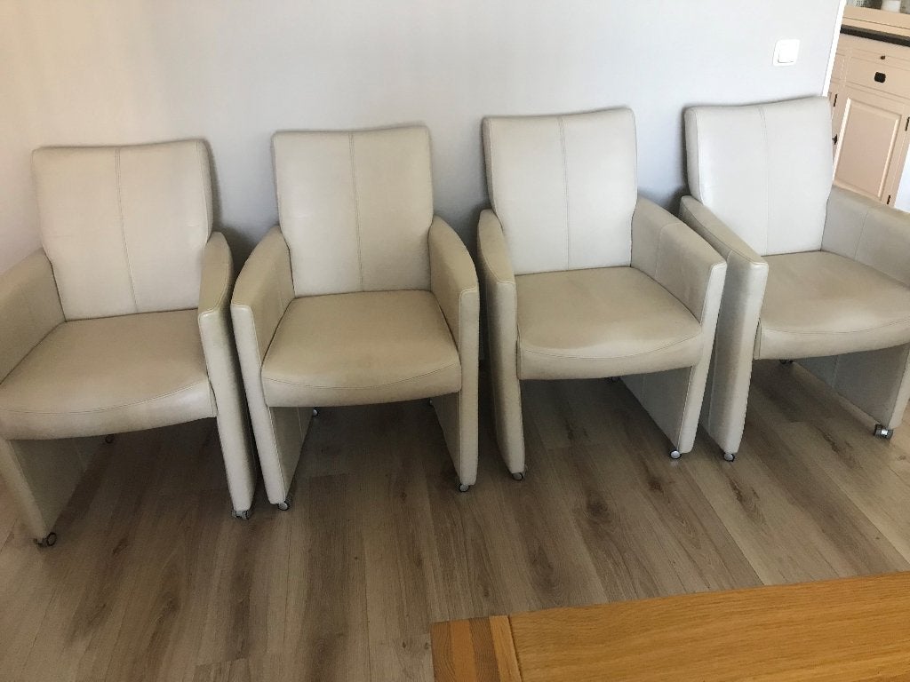 4 leren eetkamerstoelen, Ophalen, Gebruikt, Overige kleuren, Leer