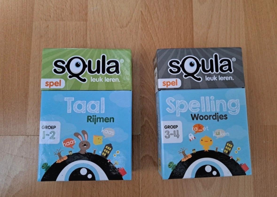 2 Squala leerspelletjes: Taal Rijmen & Spelling Woordjes, Ophalen of Verzenden, Zo goed als nieuw, Taal en Lezen