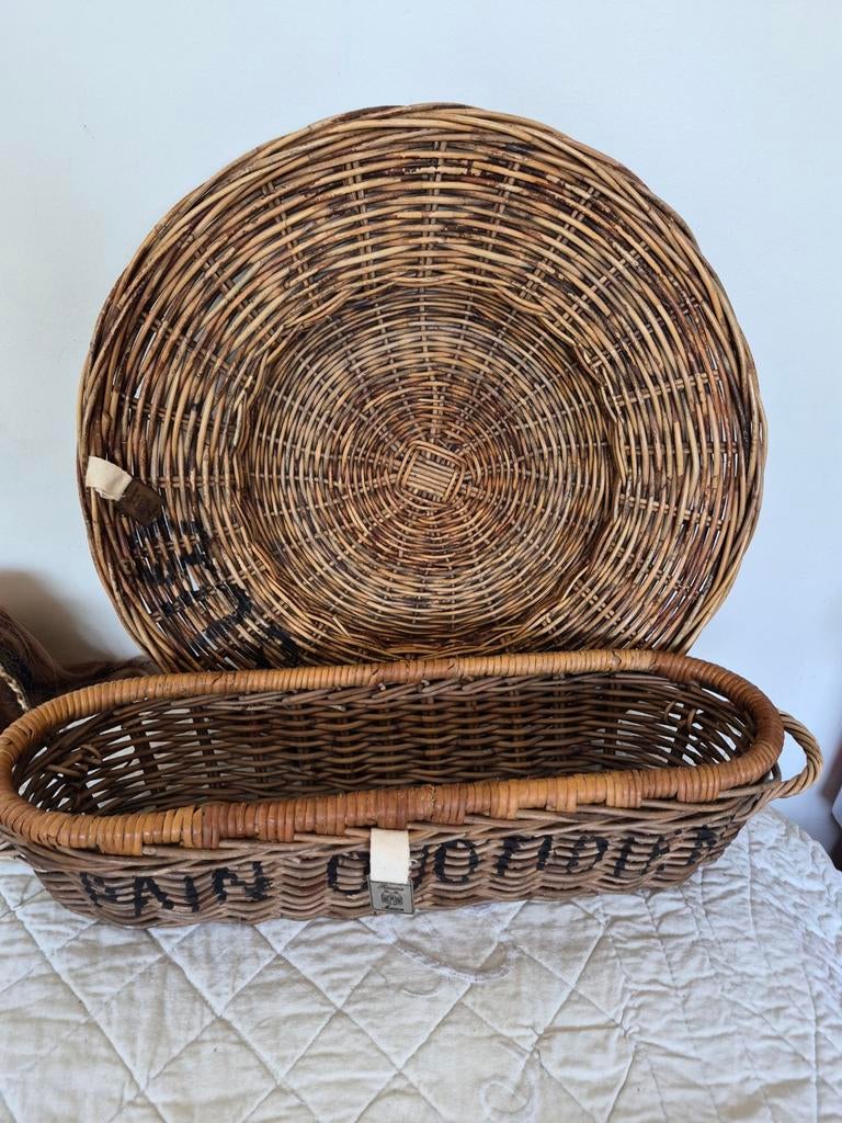 Riviera Maison Rattan Bord 47 Rond en Stokbrood Mand, Gebruikt, Mand, Rond, Ophalen of Verzenden