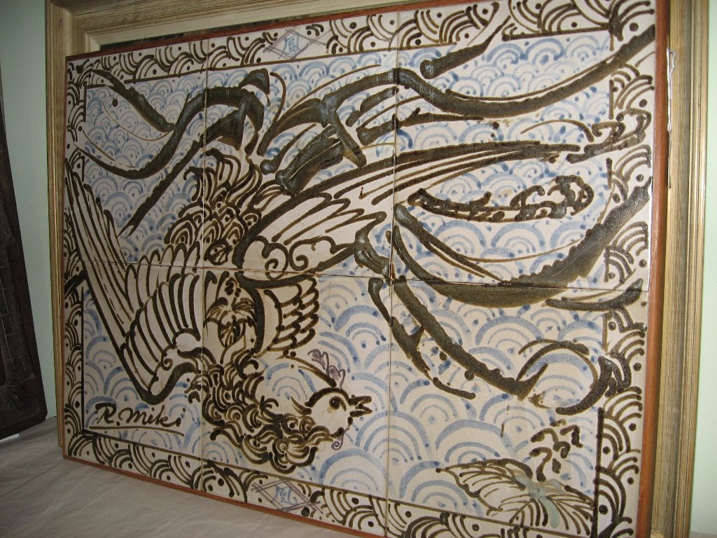 Ryozo Miki ( 1942 ) zeer zeldzaam Japanse tegeltableau, Ophalen