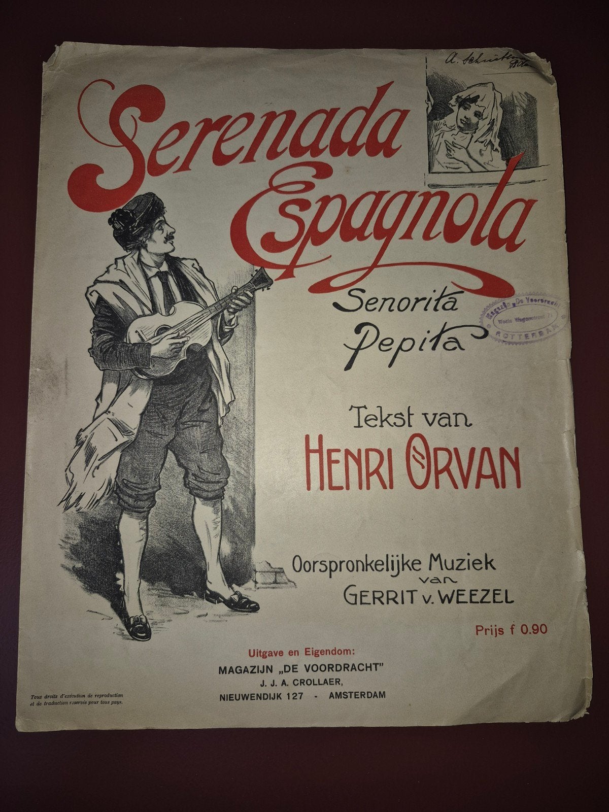 Serenade Espagnola - Oude bladmuziek voor piano, Gebruikt, Klassiek, Ophalen of Verzenden, Thema