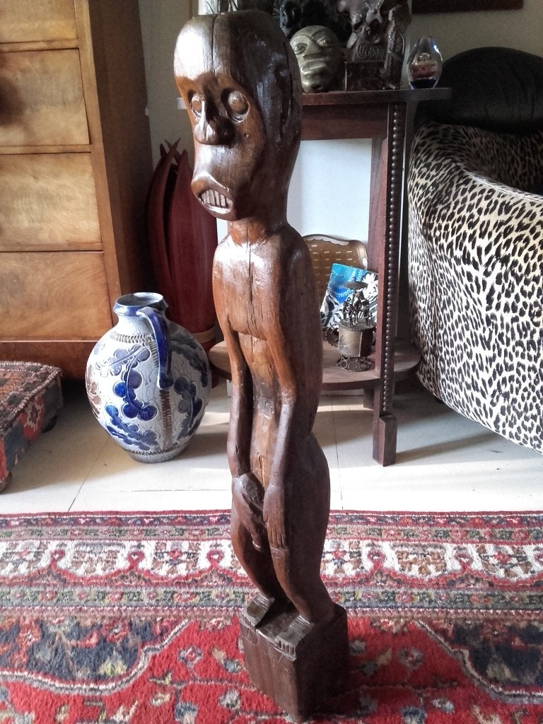 Mooi zeldzaam groot antiek voorouderbeeld uit Flores 94 cm., Antiek en Kunst, Hout, Ophalen of Verzenden, Indonesië, Handgemaakt