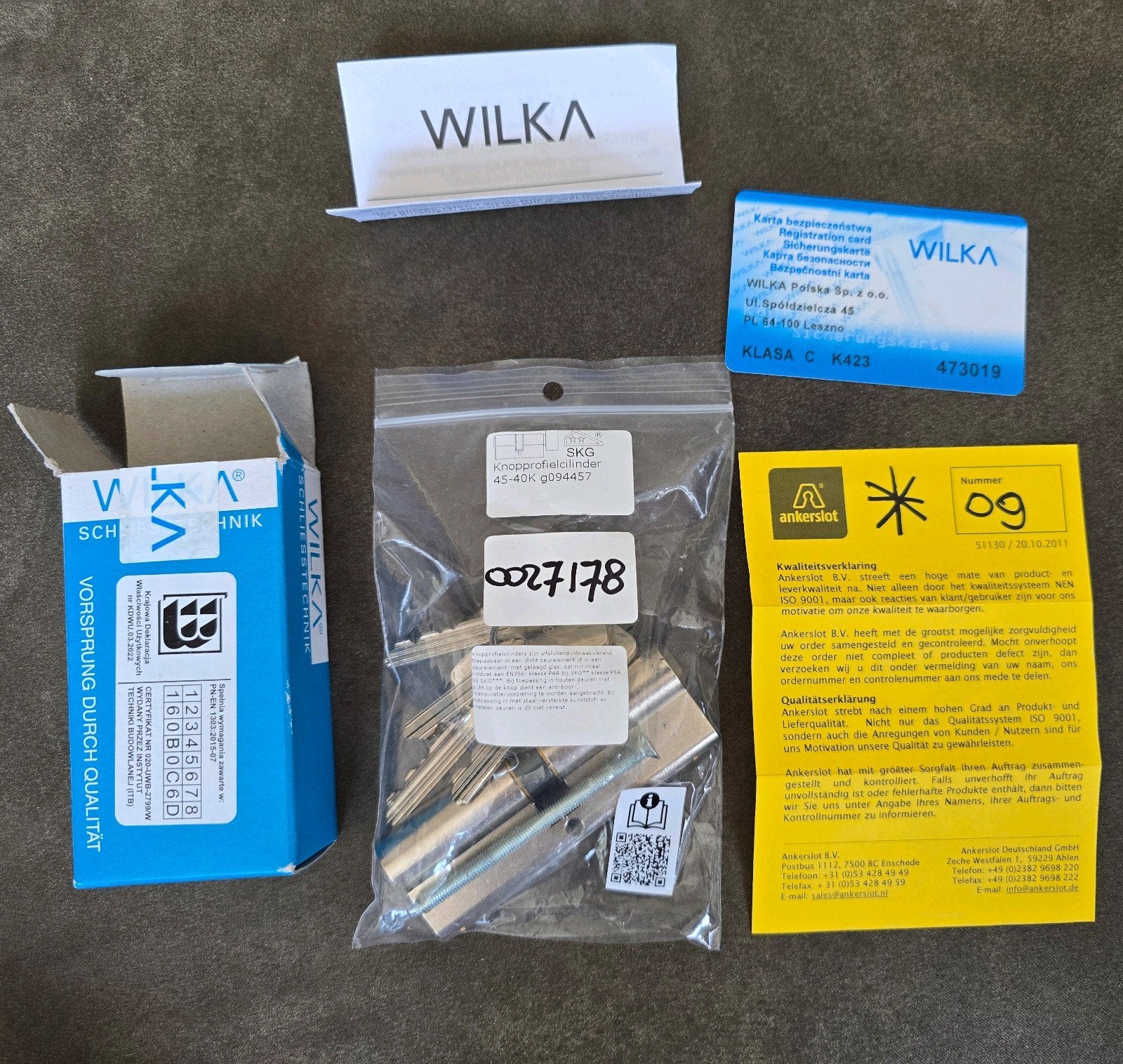 Wilka Knopcilinder 45/45 met 4 sleutels, Ophalen of Verzenden, Nieuw, Rvs, Slot