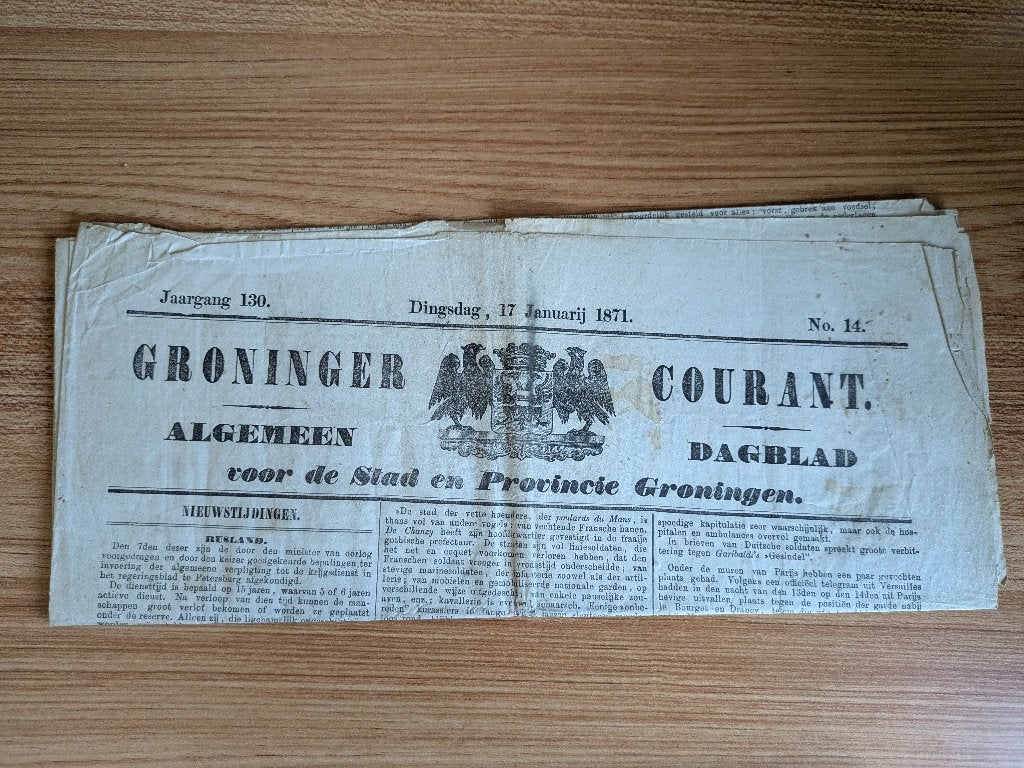 Zeer oude kranten stad en provincie Groningen, Verzamelen, Ophalen of Verzenden, Voor 1920, Nederland, Krant