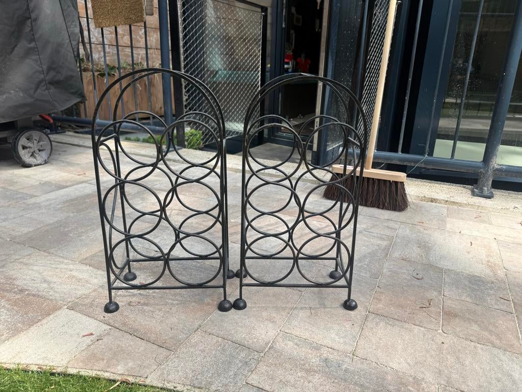 Iron Wine rack, Huis en Inrichting, Woonaccessoires | Wijnrekken, Ophalen, Zo goed als nieuw, Hout, Minder dan 50 cm