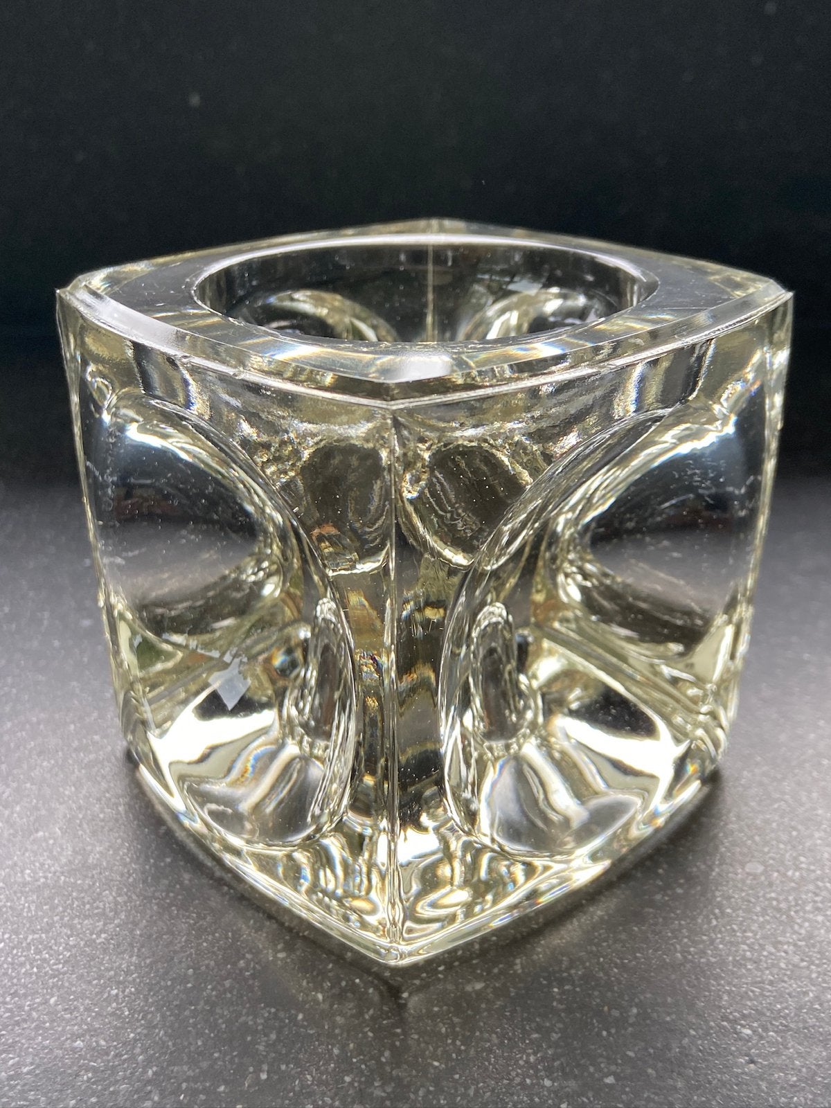 Vintage space age kubus kandelaar glas Ice Cube Rudolfova, Ophalen of Verzenden