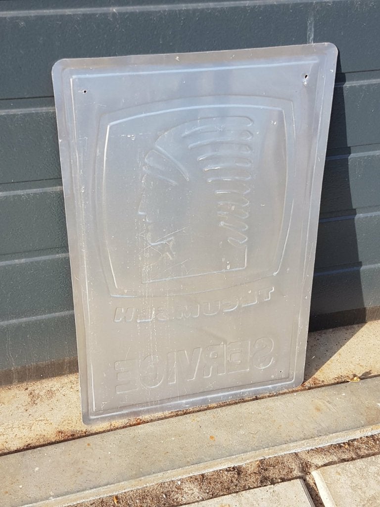 Vintage Tecumseh Service Reclamebord, USA tinplate, tinsign., Reclamebord, Gebruikt, ., Ophalen of Verzenden