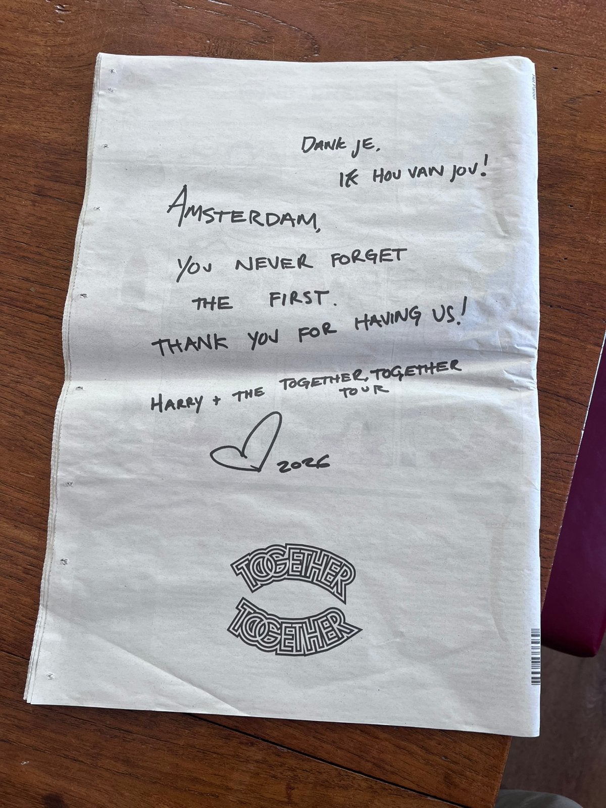 Harry Styles krant, Ophalen, Zo goed als nieuw, Boek, Tijdschrift of Artikel