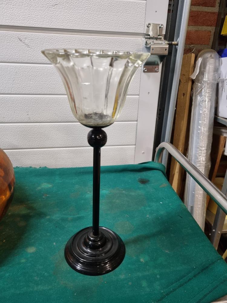 kandelaar vintage zwarte metalen voet, Huis en Inrichting, Woonaccessoires | Kandelaars en Kaarsen, Ophalen of Verzenden, 'T Olde Gre-j