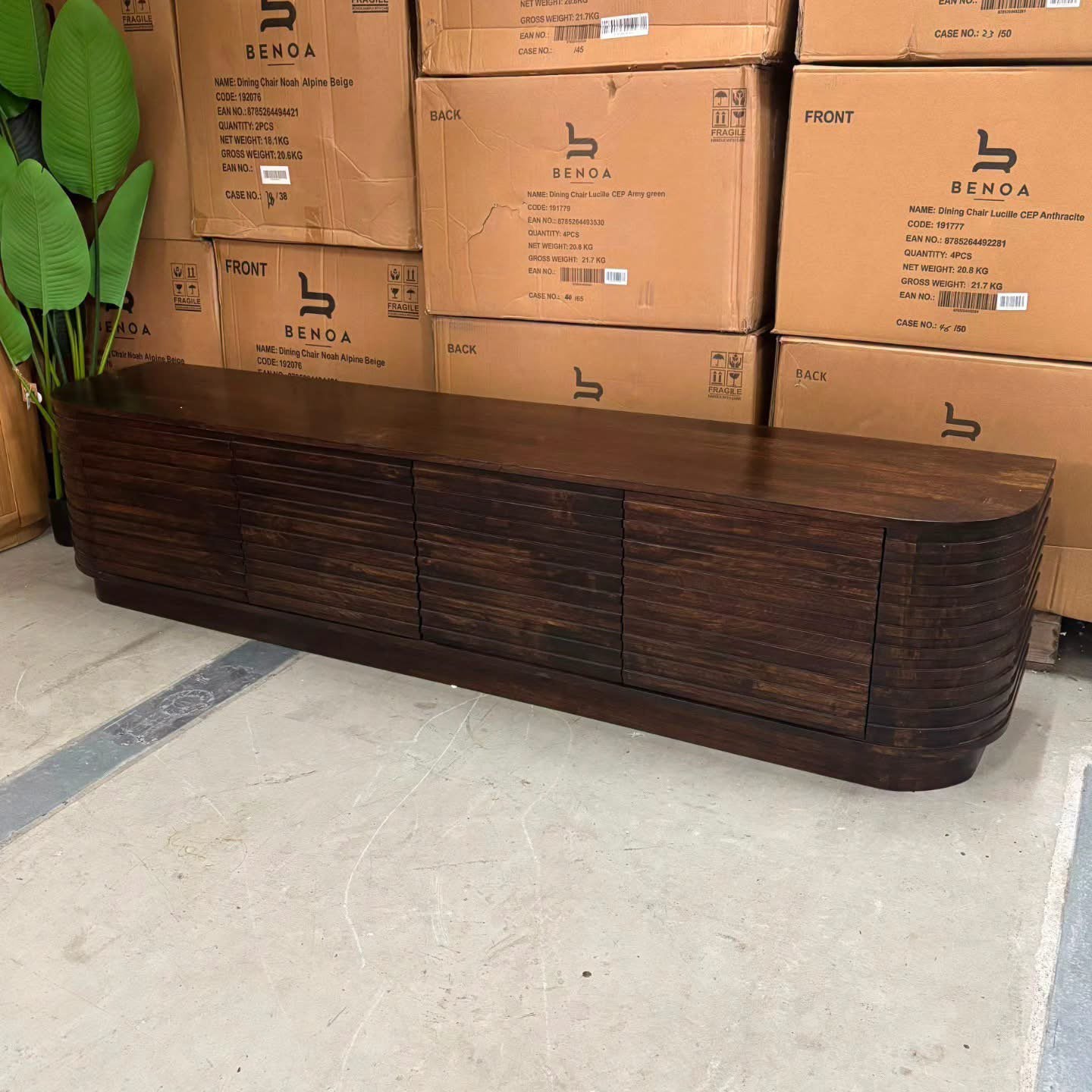 TV-meubel Mangohout 210cm, kleur Walnoot van livingfurn, Ophalen, Onbekend, Nieuw, Onbekend