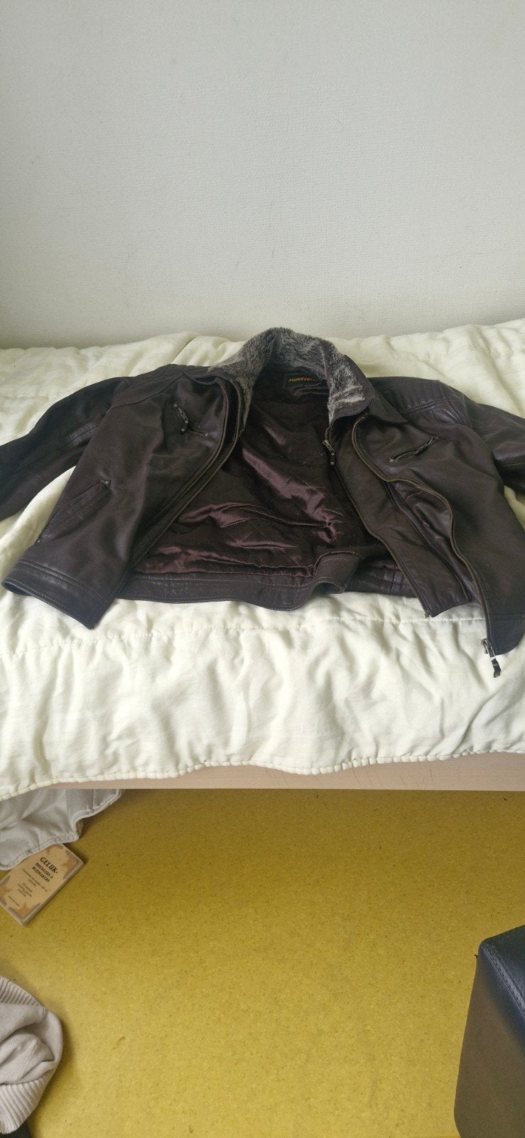 Stijlvolle Leren Jas met Bontkraag - Mundypiel, Bruin, Verzenden, Overige maten, Mundypiel