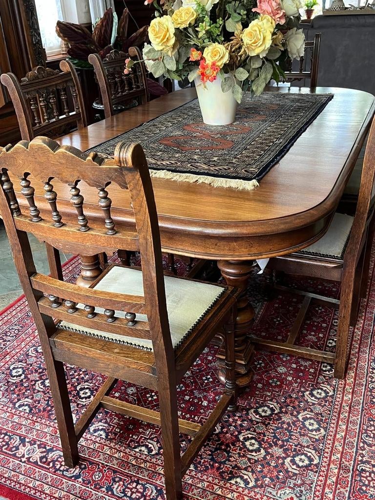 antieke eethoek met 6 stoelen, Ophalen of Verzenden