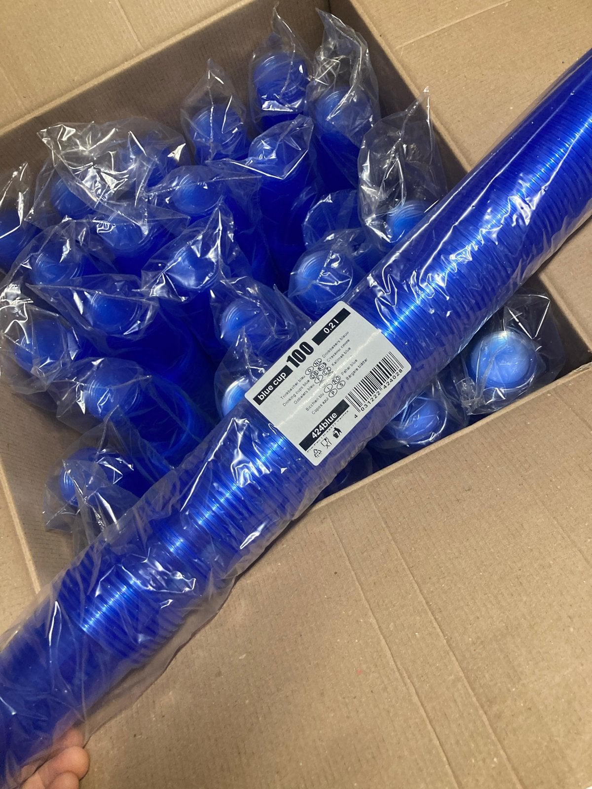 Beker Drinkbekers Blauw,28x 100 stuks - 0.21L + BEKERHOUDER, Kunststof, Nieuw, Ophalen of Verzenden, Overige merken
