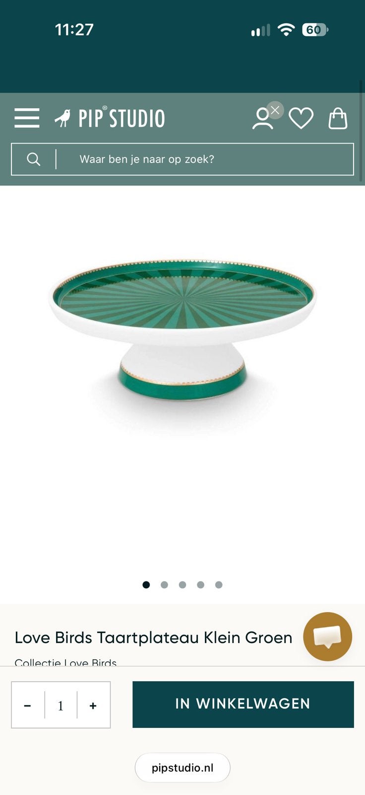 4x Pip Studio taartplateau groen - 24cm diameter, Ophalen, Pip Studio, Nieuw, Schaal of Schalen