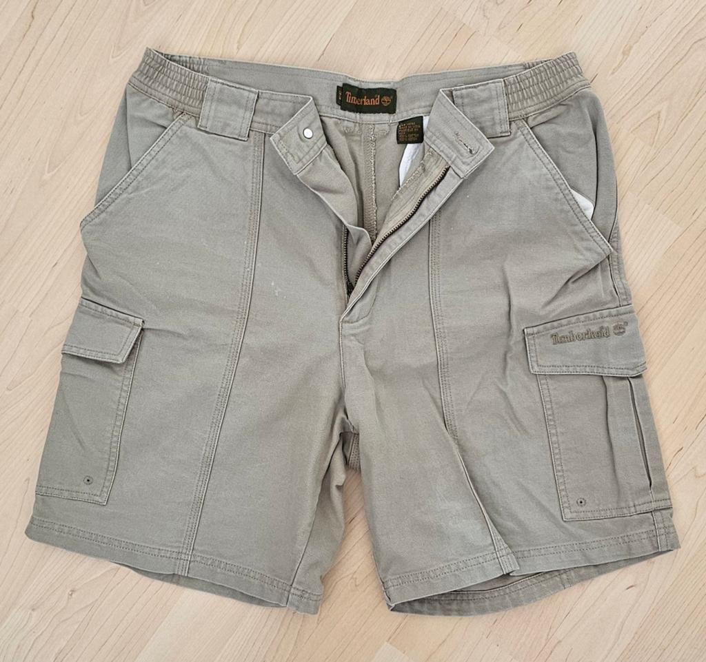 Timberland Korte Broek Maat L - Comfortabele Cargo Short, Kleding | Heren, Broeken en Pantalons, Gedragen, Maat 52/54 (L), Beige