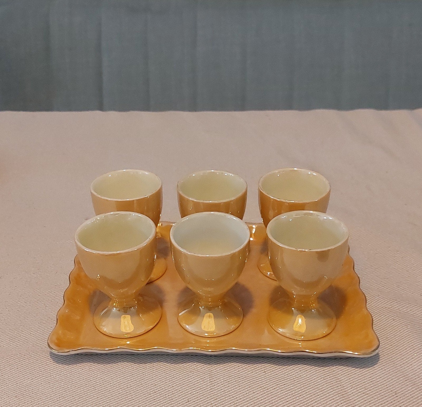 Art Deco eierdopjesset Victoria China Czecho Slovakia!!, Ophalen of Verzenden