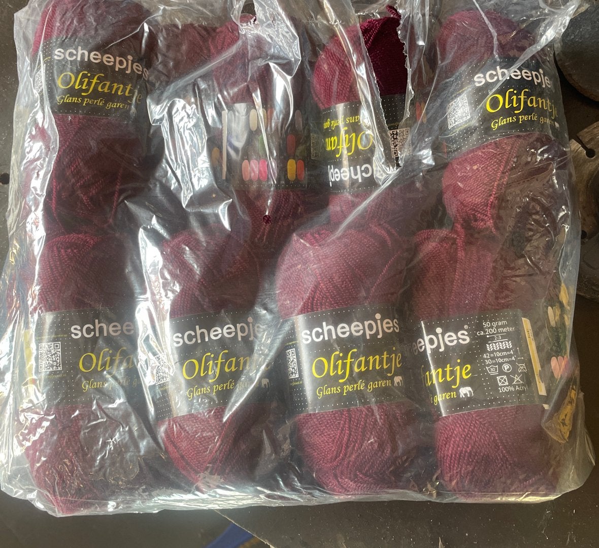 Scheepjes Olifantje Glans Perlé Garen - Bordeauxrood, Ophalen of Verzenden, Nieuw, Breien of Haken, Wol of Garen
