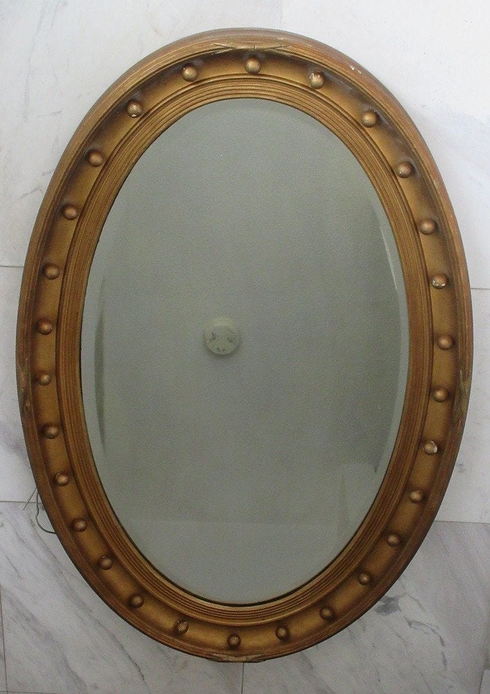 vintage SPIEGEL, Huis en Inrichting, Woonaccessoires | Spiegels, Ophalen, Ovaal, 50 tot 75 cm, Minder dan 100 cm