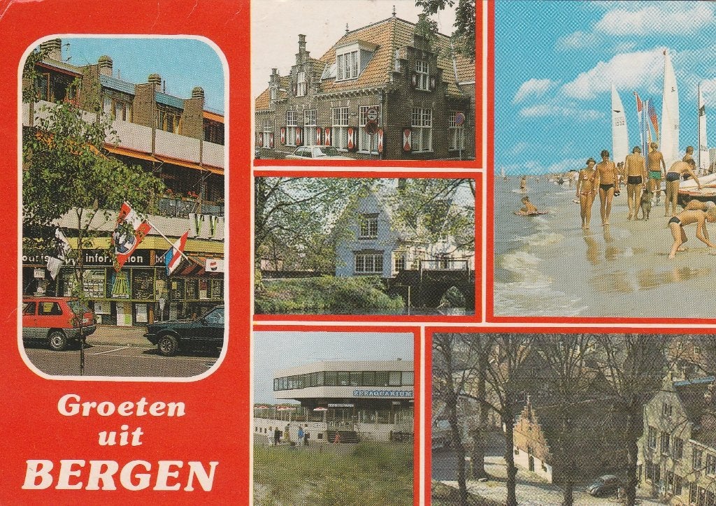 BERGEN (N.H.) VVV Gemeentehuis Aquarium Strand Groeten, Verzenden, 1960 tot 1980, Gelopen, Noord-Holland