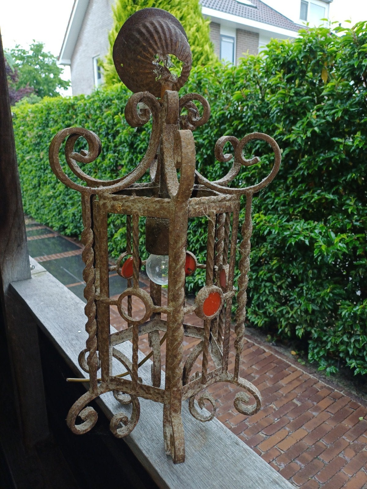 Mooie ijzeren antieke lamp, Ophalen of Verzenden