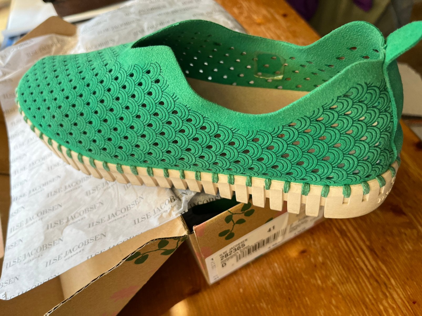 Maat 41 ORGINELE GROENE ILSE JACOBSEN INSTAPPER, Instappers, Ophalen of Verzenden, Zo goed als nieuw, Groen