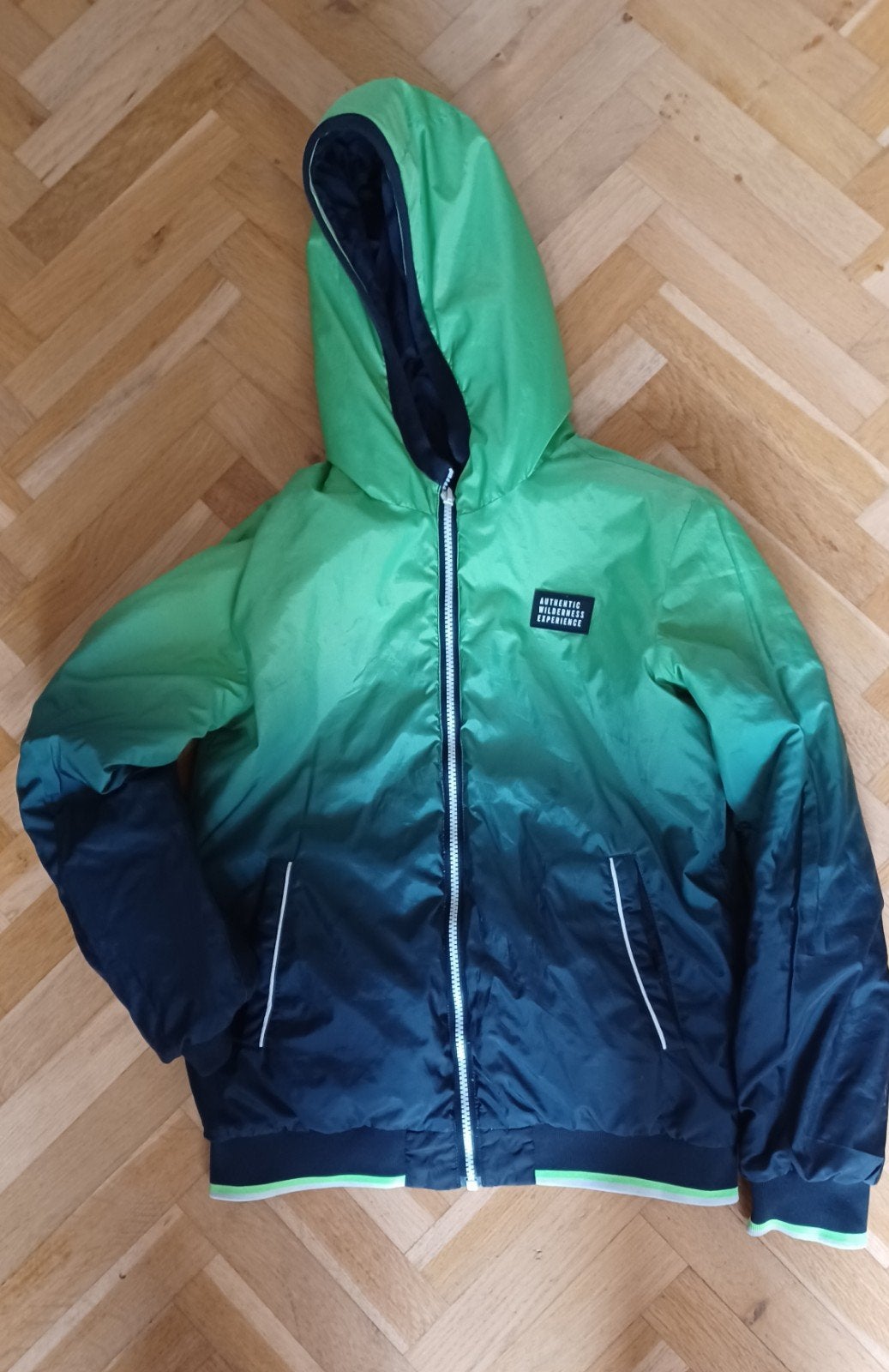 Tweezijdige blauw / groene tussenjas / zomerjas maat 146, Ophalen of Verzenden, Gebruikt, Jongen, Jas