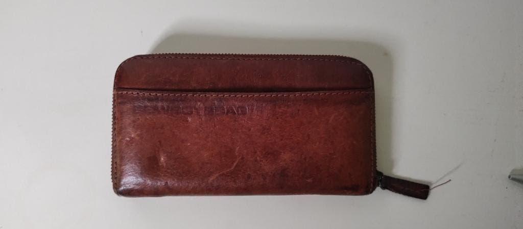K692 COWBOYSBAG lederen portemonnee zeer fraai, 2e hands, Bruin, Ophalen of Verzenden, Zo goed als nieuw