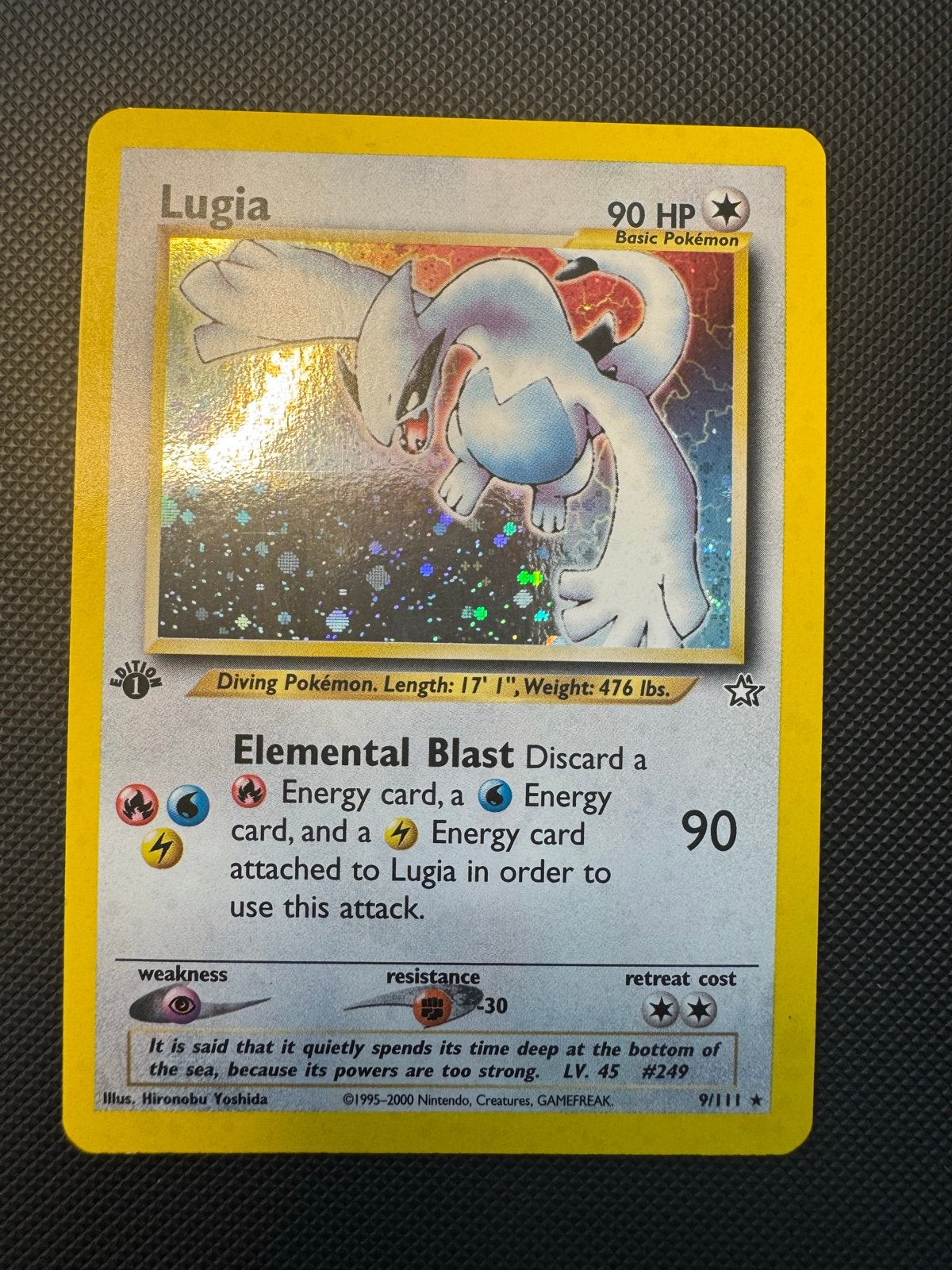 Lugia 1st edition 9/111 Neo Genesis, Hobby en Vrije tijd, Verzamelkaartspellen | Pokémon, Ophalen of Verzenden, Gebruikt, Losse kaart