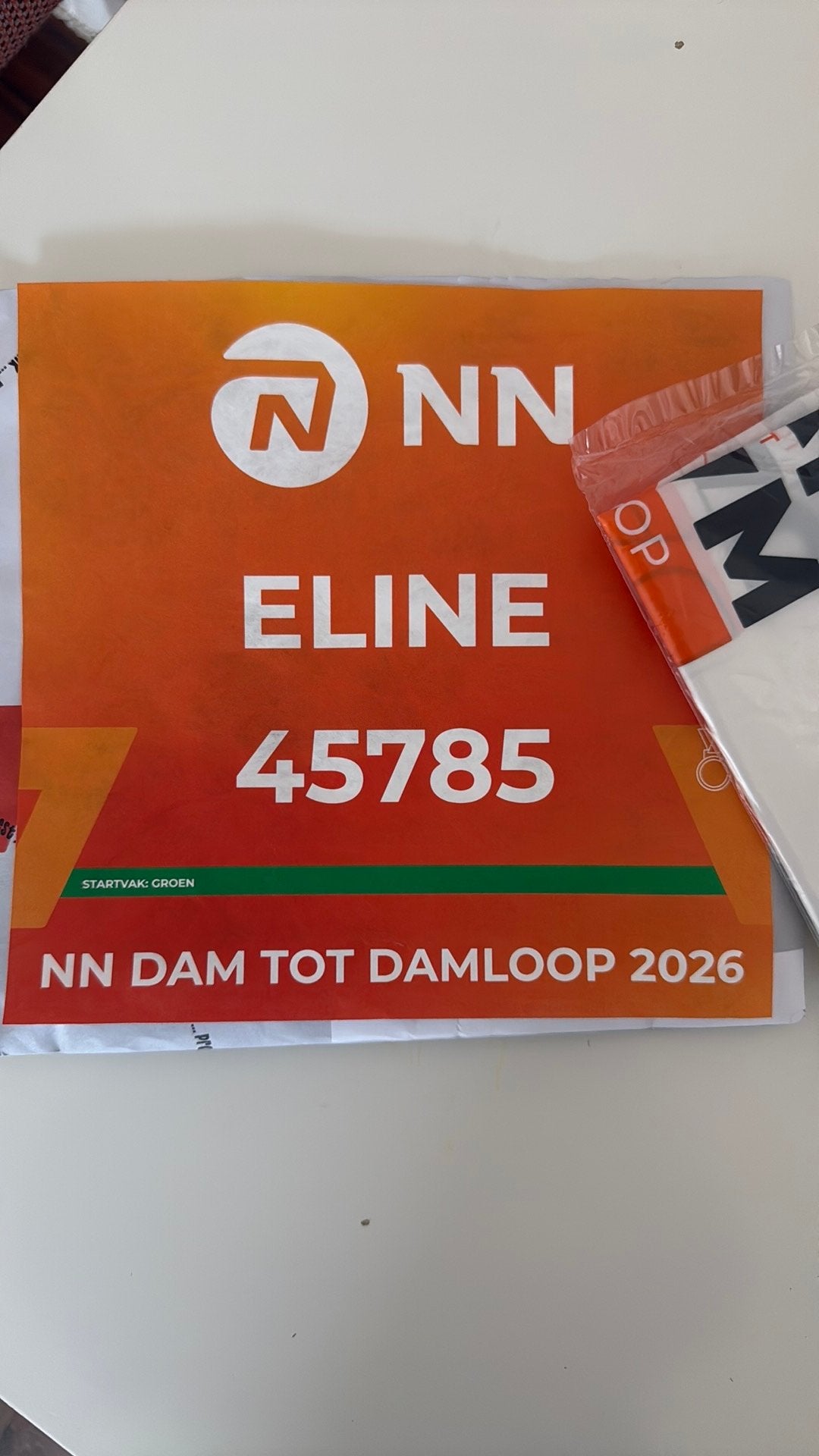 Startbewijs Dam tot Damloop vak groen, Eén persoon