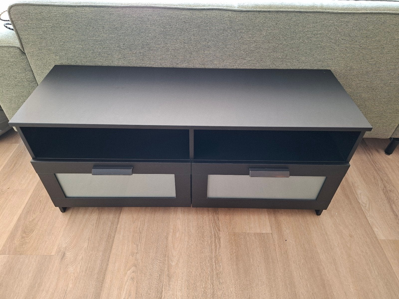 IKEA BRIMNES TV-meubel zwart met lades, Ophalen, Glas, Zo goed als nieuw, 25 tot 50 cm