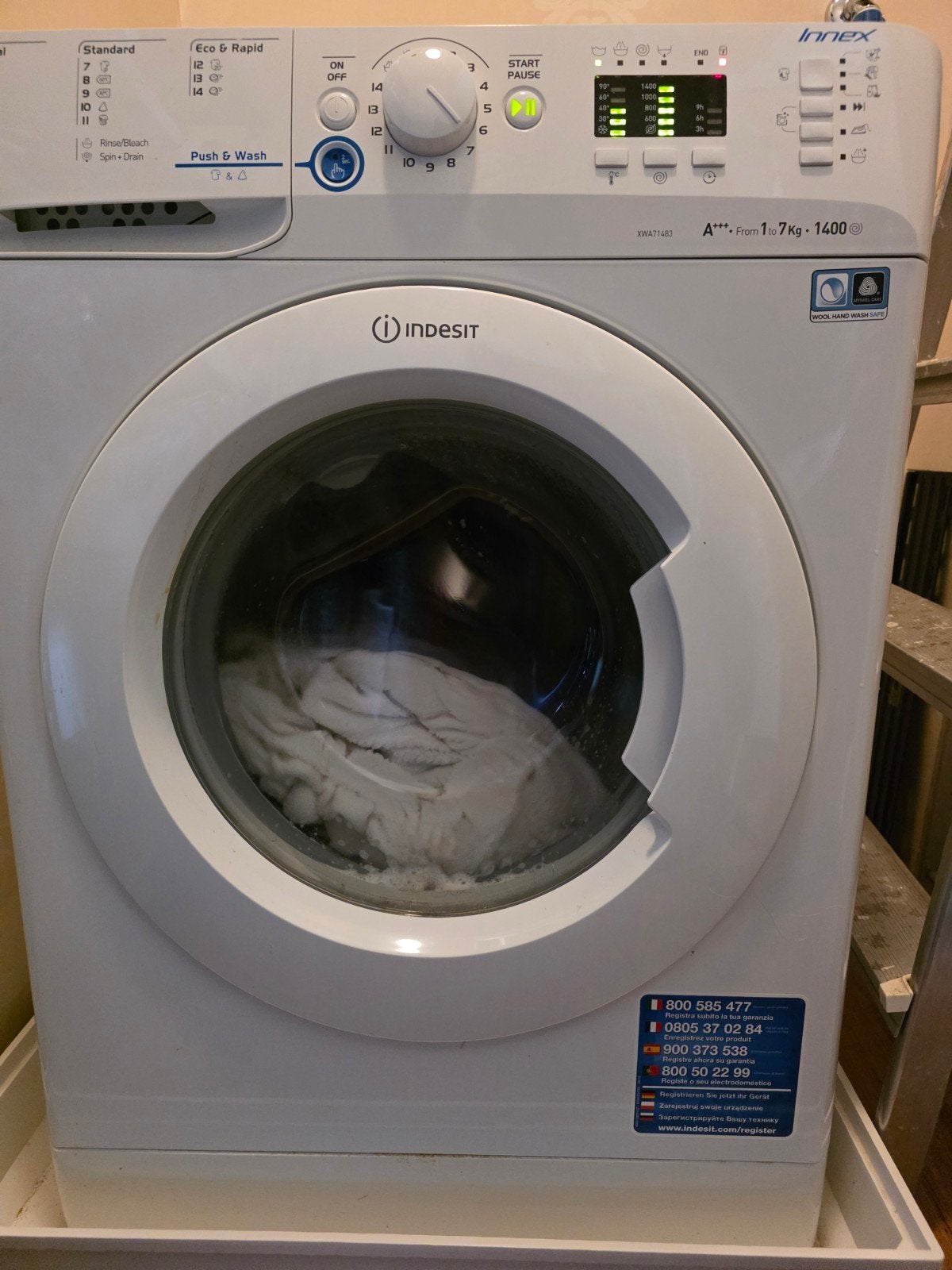 Indesit Innex Wasmachine - Goed Functionerend, Ophalen, Gebruikt, Voorlader, Wolwasprogramma