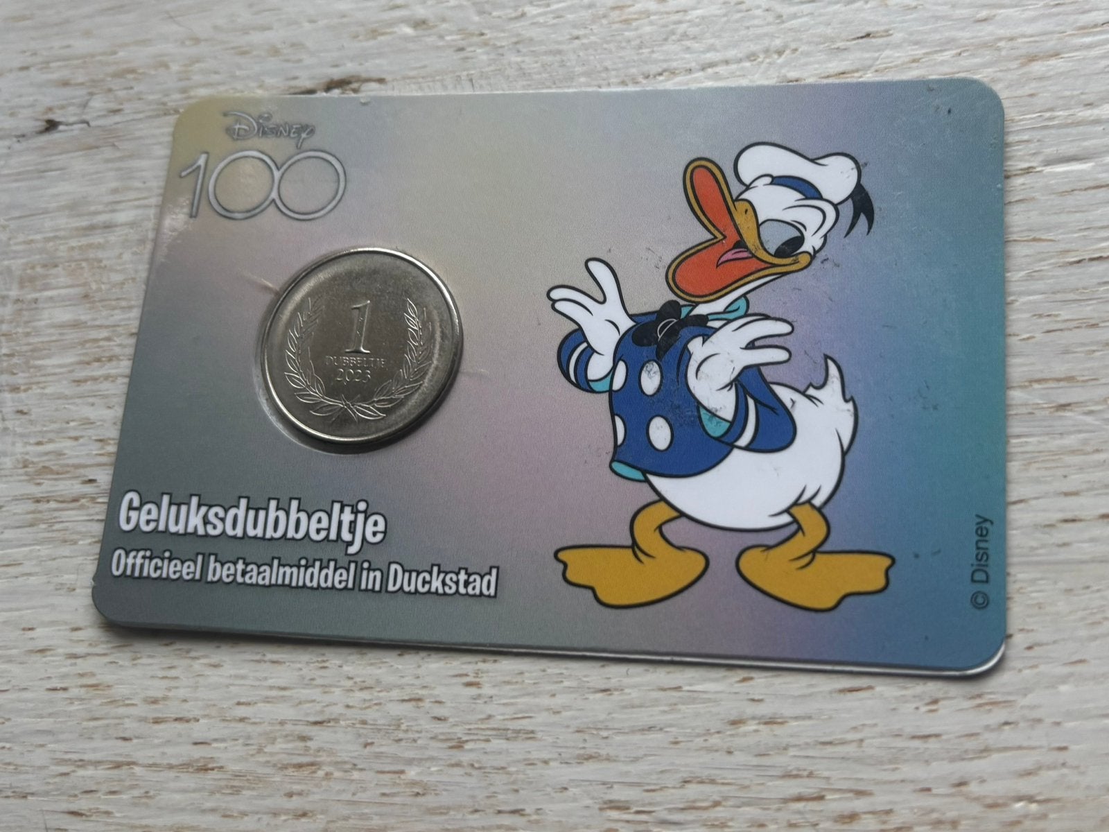 Disney 100 Donald Duck ‘23  munt 10 cent op herdenkingskaart, Ophalen of Verzenden, Overige landen, 50 cent