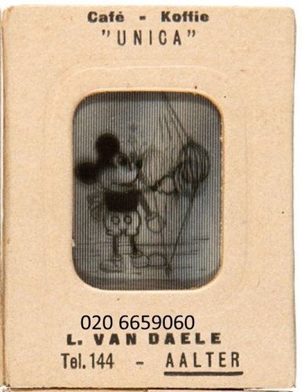 zoek oud disney mickey mouse koffie unica reclame plaat 1930, Ophalen of Verzenden, Gebruikt, Overige typen